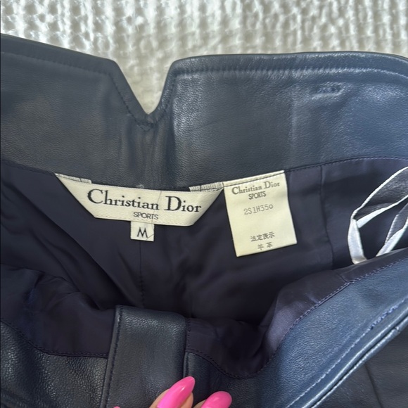 Dior Navy Blue High Waist Tailored Leather Shorts - Picture 2 of 10